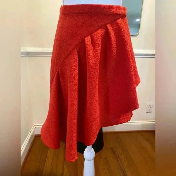 Rachel Comey Mini Orange skirt with draping Sz 2 - Picture 1 of 7